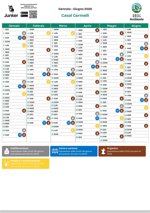 Calendario raccolta rifiuti anno 2026