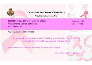 Visita senologica gratuita e aperta a tutte le donne residenti a Casal Cermelli