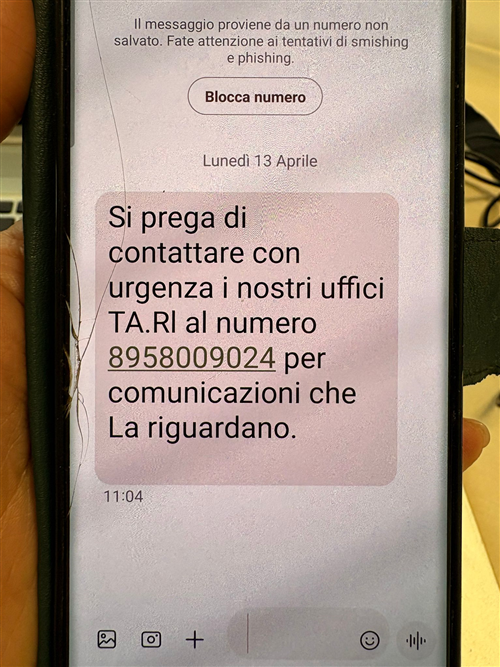 Tentativi di truffa via SMS sulla TARI