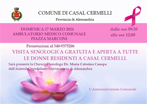 Visita senologica gratuita e aperta a tutte le donne residenti a Casal Cermelli